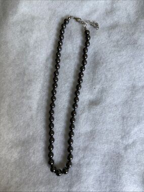 Hematite Beaded Necklace - Dark Gray Metallic Finish